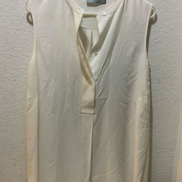 Vince Ivory Silk Henley Sleevless Blouse size XS - Picture 3 of 10